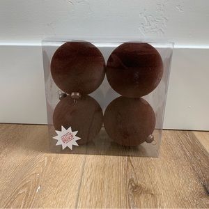 NEW Hobby Lobby Dark Brown Flocked Ball Ornaments